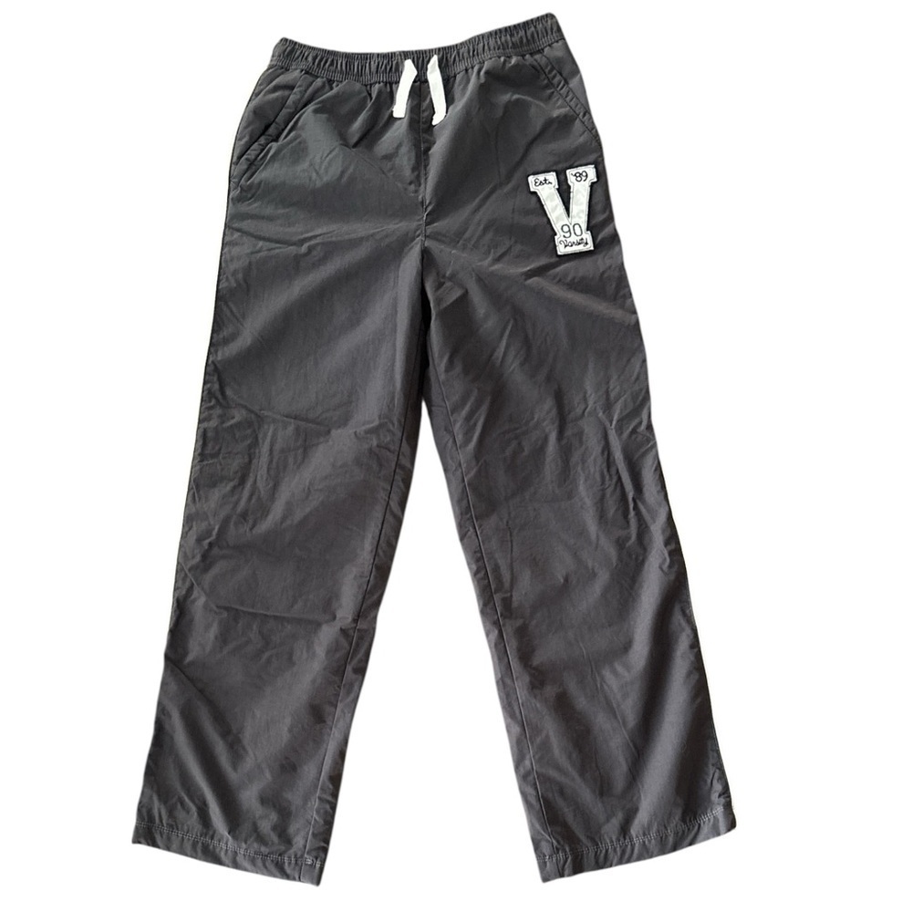 Children’s Place Kids Unisex Fleece Lined Nylon Shell Track Pants Size 12 Gray